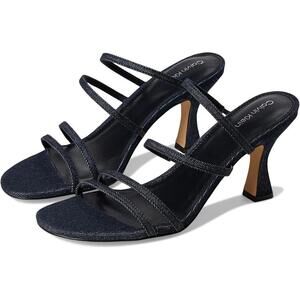 Calvin Klein Womens Jayla Strappy Tapered Heel Sandal Blue Denim Sz 6 $99 MSRP